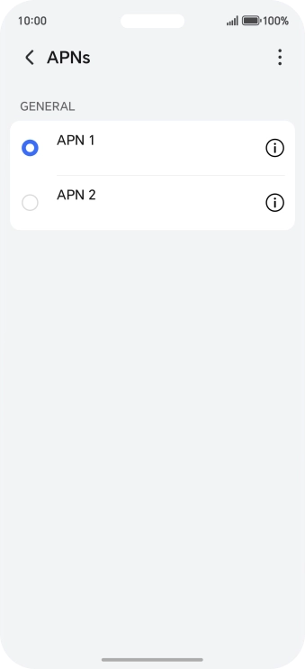 Press the field next to the data connection to activate it.
