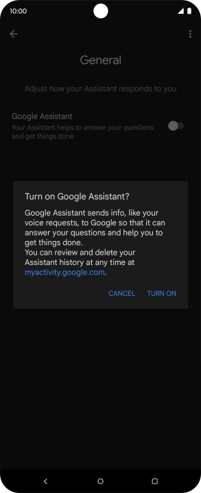 If you turn on the function, press TURN ON.
