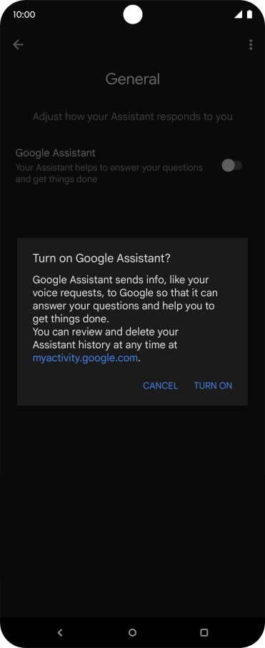 If you turn on the function, press TURN ON.