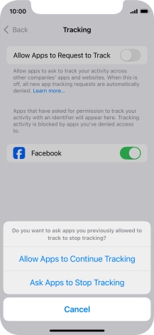 If you turn off the function, press the required setting.