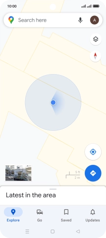 Press the search field and key in the required destination.