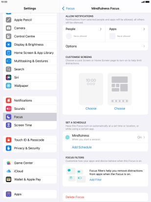 Press People and follow the instructions on the screen to select which contacts you would like to receive calls and notifications from when the selected focus mode is active.