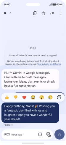 Press and hold the text suggestion from Gemini. Follow the instructions on the screen to use the text suggestion.