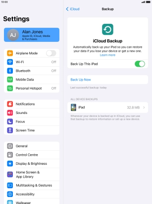 Press Back Up Now and wait while the tablet memory is backed up. Press Back Up Now and wait while the tablet memory is backed up.