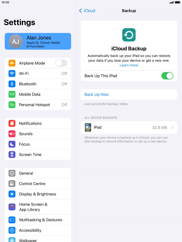 Press Back Up Now and wait while the tablet memory is backed up. Press Back Up Now and wait while the tablet memory is backed up.