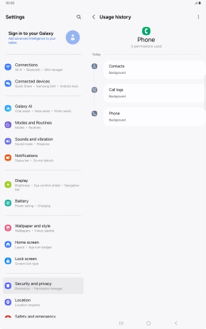 The app activity for the selected app is displayed.