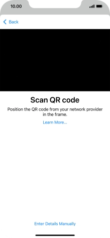 Place the QR code you've received inside the phone camera frame to scan the code. If you’ve deleted your eSIM, you can re-add it using your existing QR code. If you’re having problems, see our FAQ.