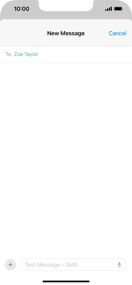 Press the text input field and write the text for your text message.