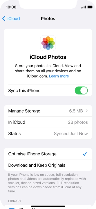 Press the indicator next to 