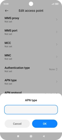 Key in default and press OK.