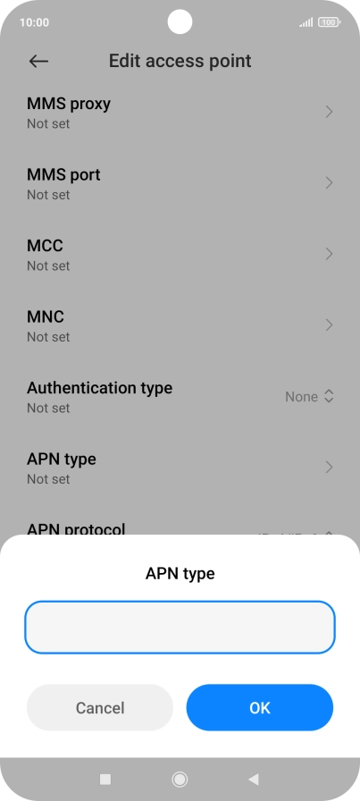 Key in default and press OK.