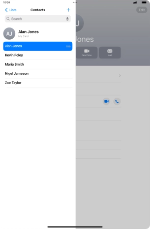 Press the required contact.