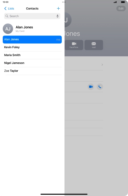Press the required contact.