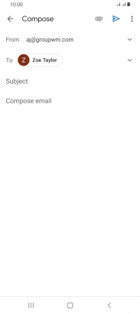 Press Subject and key in the subject for the email message.