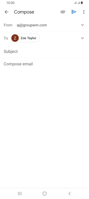 Press Subject and key in the subject for the email message.