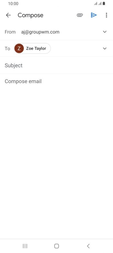 Press Subject and key in the subject for the email message.