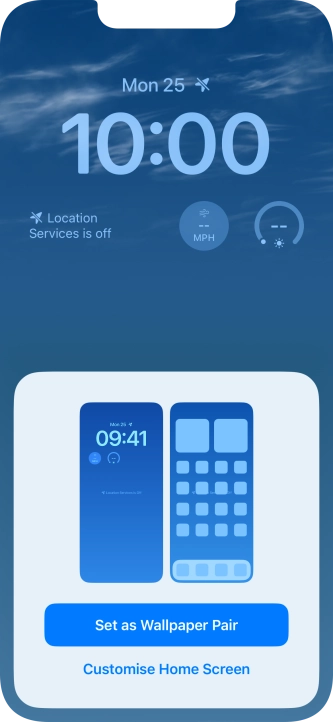 To use the same colour theme on the home screen, press Set as Wallpaper Pair. To use the same colour theme on the home screen, press Set as Wallpaper Pair.