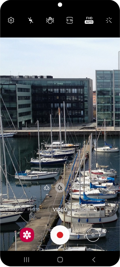 Press the video light icon.