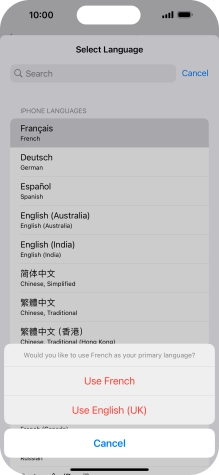 To select the new language as the default phone language, press Use ‹language› . To select the new language as the default phone language, press Use ‹language› .