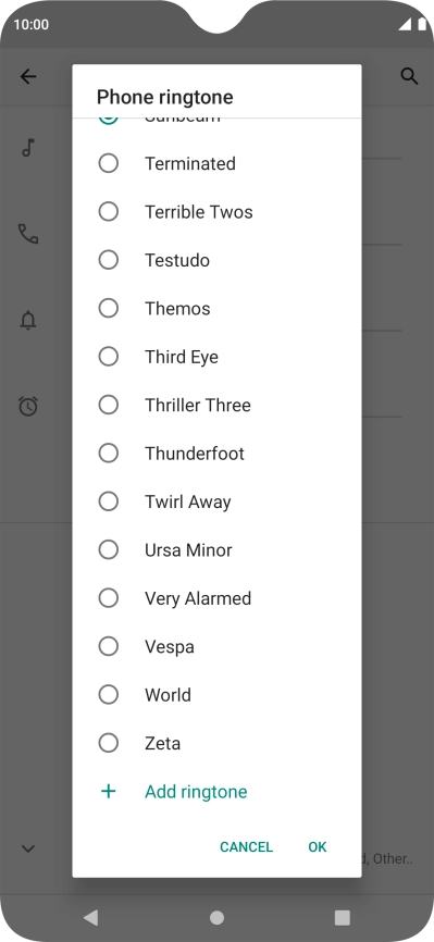 Press Add ringtone and go to the required ring tone.