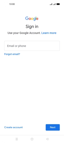 If you don't have a Google account, press Create account and follow the instructions on the screen to create an account.
