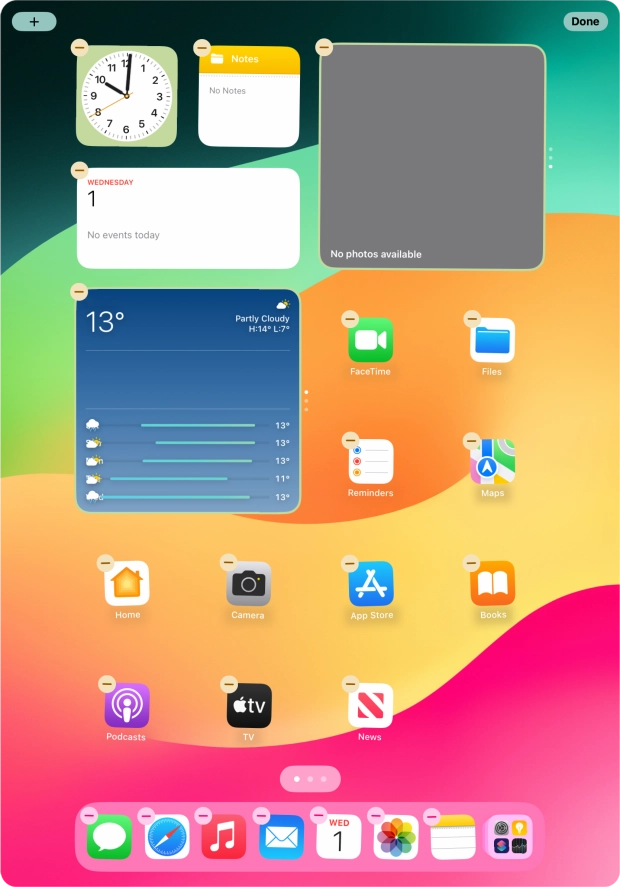 Press the home screen icon.