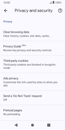 Press Clear browsing data.