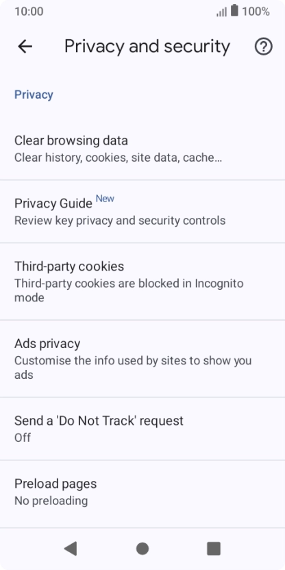 Press Clear browsing data.
