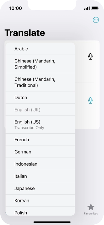 Press the required target language.