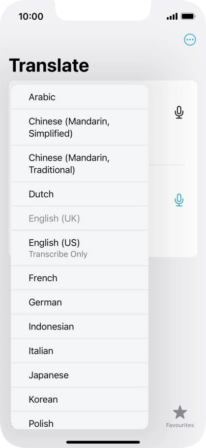 Press the required target language.
