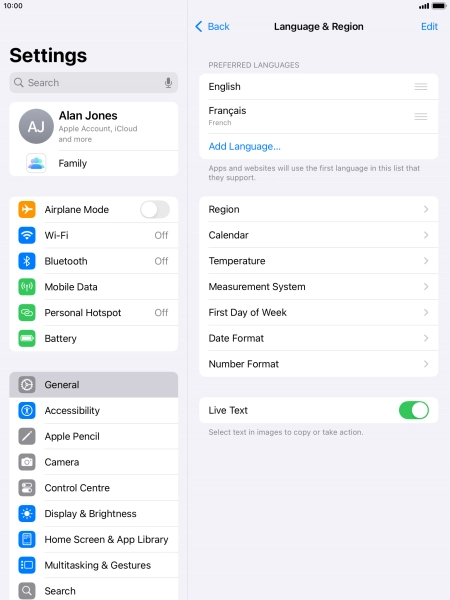 To subsequently select another language as the default language, press the move icon next to the required language and drag it to the top of the list. To subsequently select another language as the default language, press the move icon next to the required language and drag it to the top of the list.