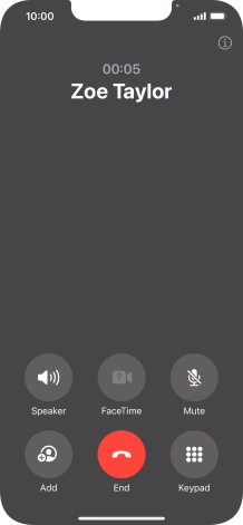 Press the end call icon to end the call and return to the home screen.
