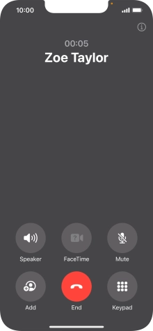 Press the end call icon to end the call and return to the home screen.