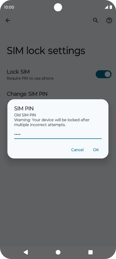 Key in your current PIN and press OK. Key in your current PIN and press OK.