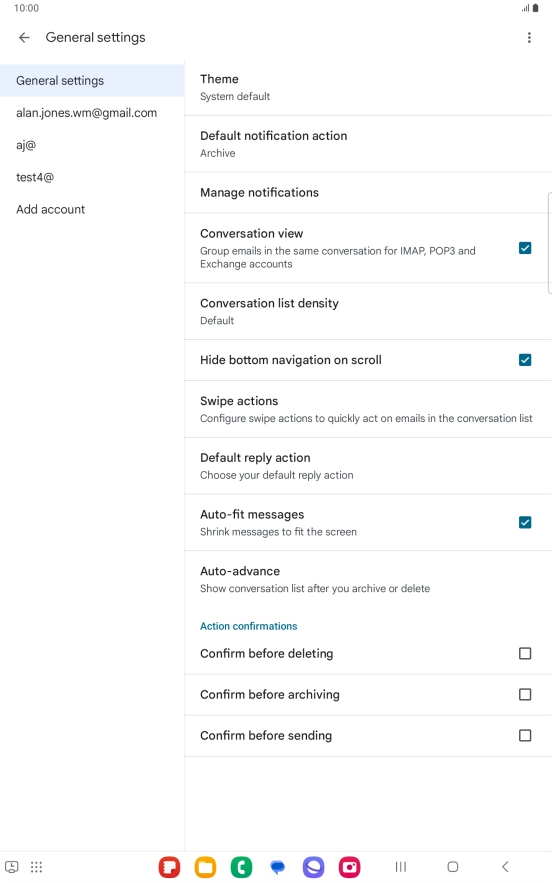 Press the required email account.