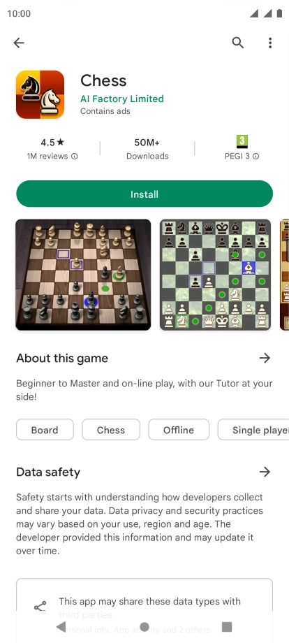 Press Install and follow the instructions on the screen to install the app.