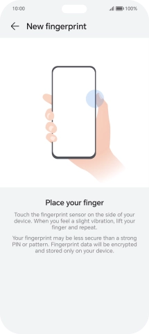 Follow the instructions on the screen to create the phone lock code using your fingerprint. Follow the instructions on the screen to create the phone lock code using your fingerprint.