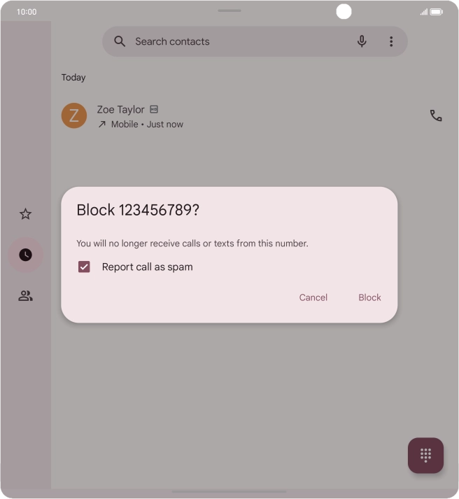 To report the number as spam, press the field next to 