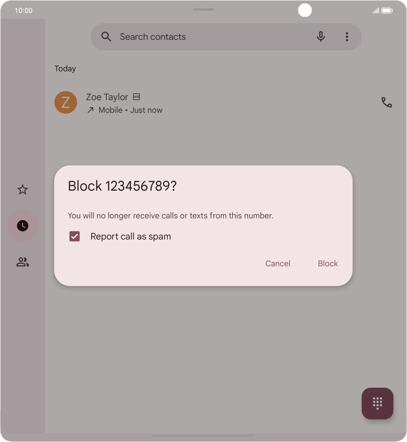 To report the number as spam, press the field next to 