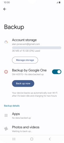Press Back up now and wait while the phone memory is backed up.