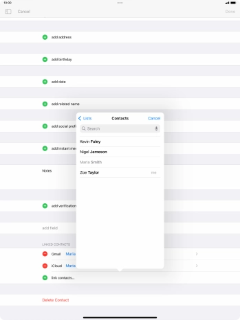 Press the required contact.