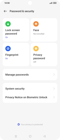 Press Lock screen password and key in the additional phone lock code you created earlier.