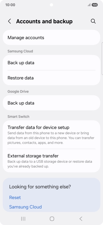 Press Manage accounts.