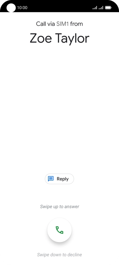 Press and drag the accept call icon upwards.