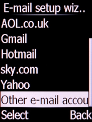 Select Other e-mail accounts and press the Left selection key. Select Other e-mail accounts and press the Left selection key.