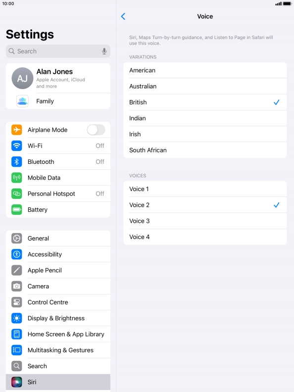 Press the required accent.