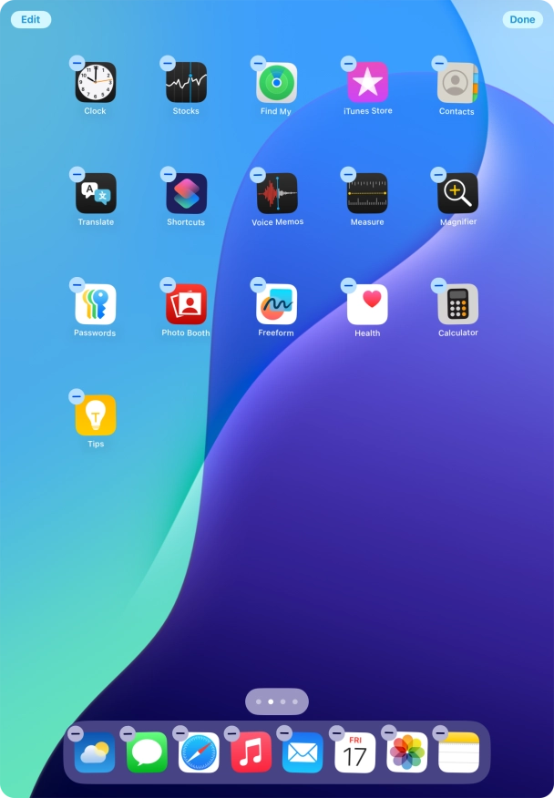 To remove an application from Dock, press and hold the required application and drag it upwards from Dock.