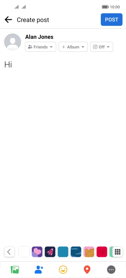 Write the required text and press POST.