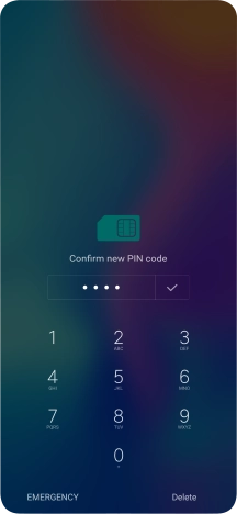 Key in the new PIN again and press the confirm icon.