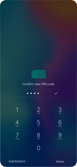 Key in the new PIN again and press the confirm icon.